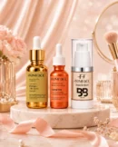FemFace Soft Glam Daily Kit with 24K Gold serum, skin-tone BB cream, and Coral tint for polished daily makeup