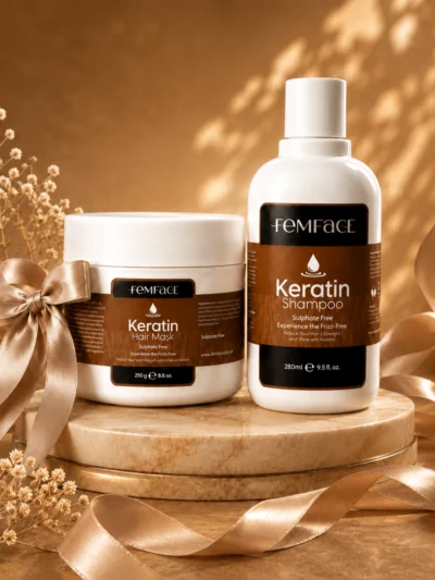 FemFace Keratin Smooth Duo with keratin shampoo and hair mask for smoother-looking hair care in Pakistan